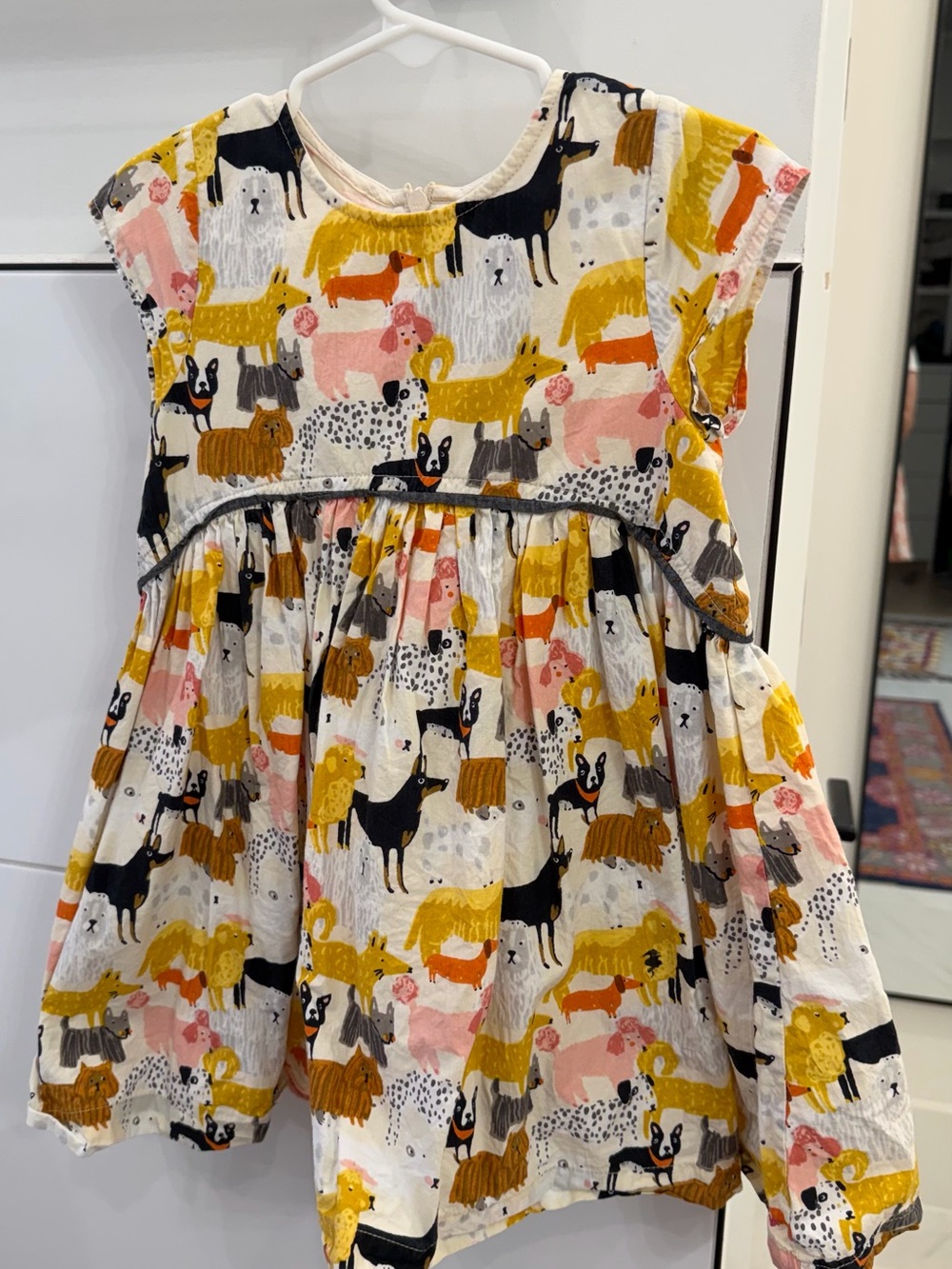 Pink Chicken Multicolor Dog Print Cotton Dress EUC Size 2T